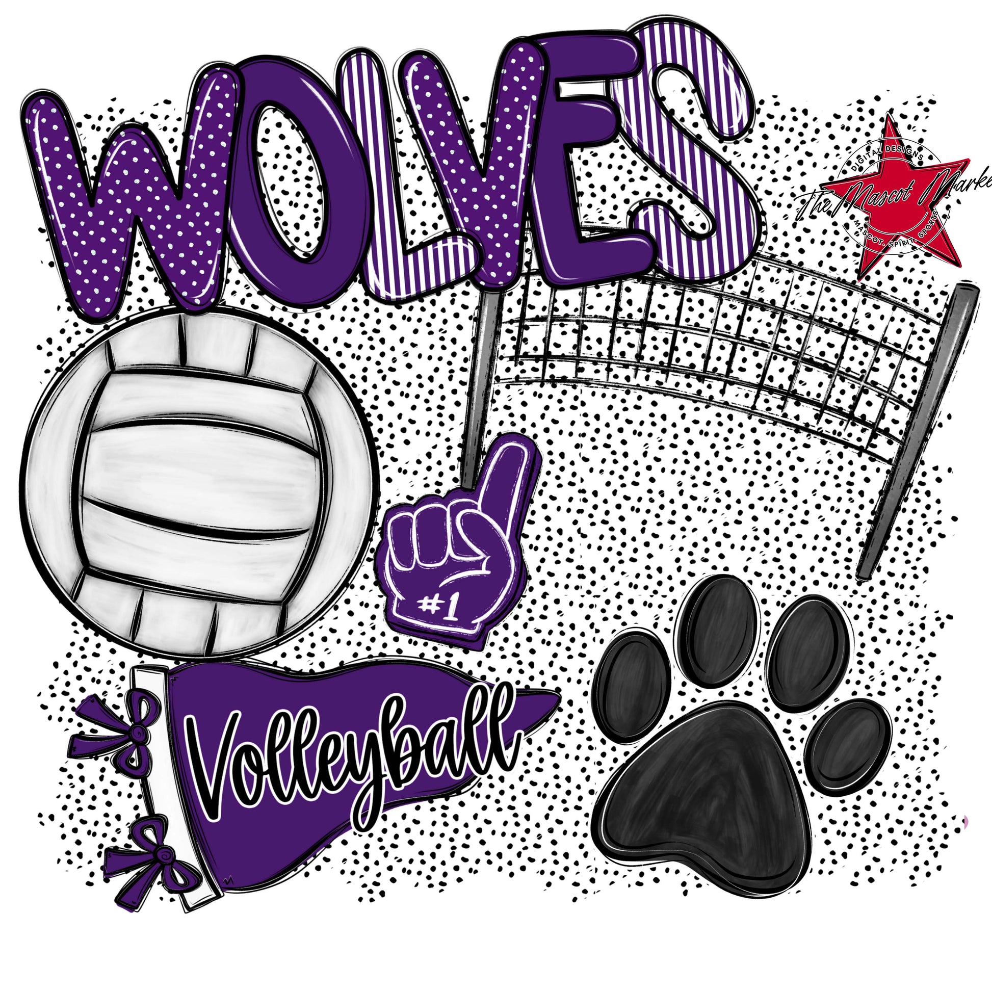 Wolves Volleyball Spirit-Purple