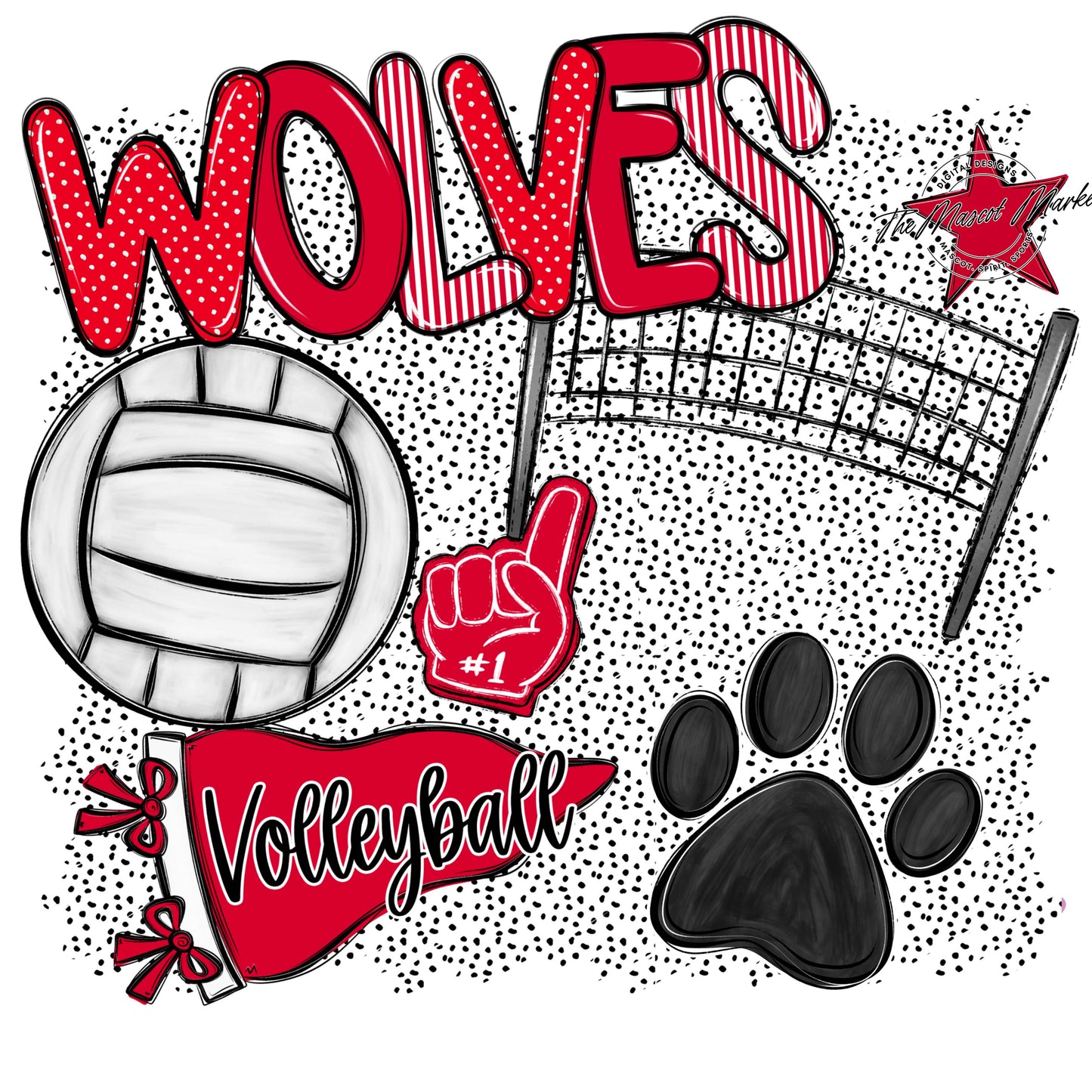 Wolves Volleyball Spirit-Red