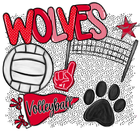 Wolves Volleyball Spirit-Red