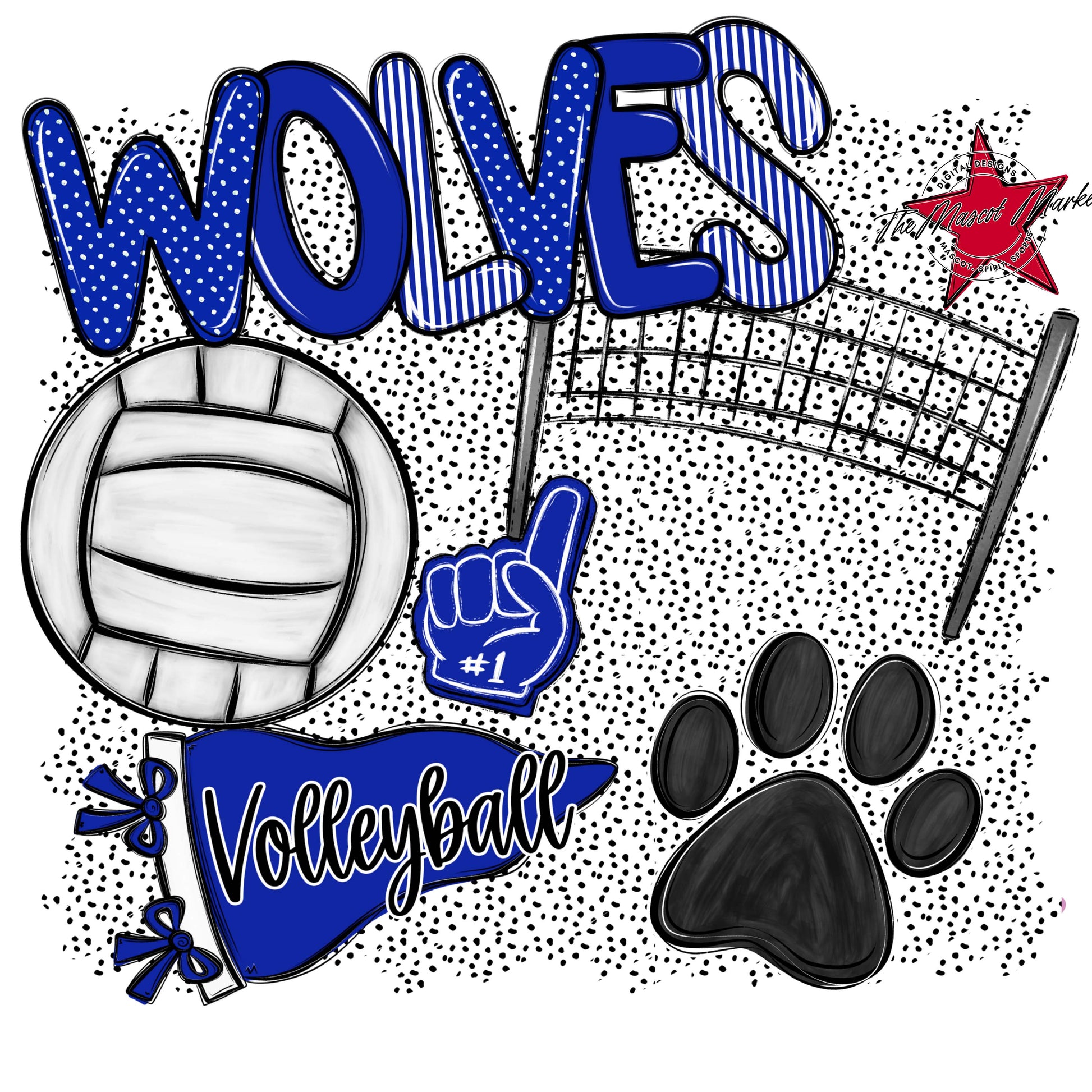 Wolves Volleyball Spirit-Royal Blue