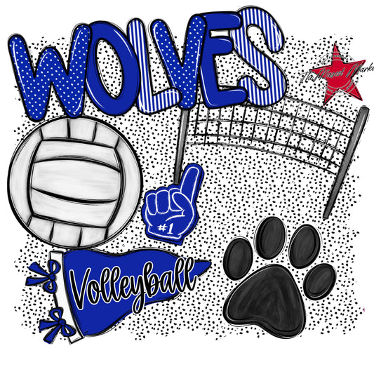 Wolves Volleyball Spirit-Royal Blue