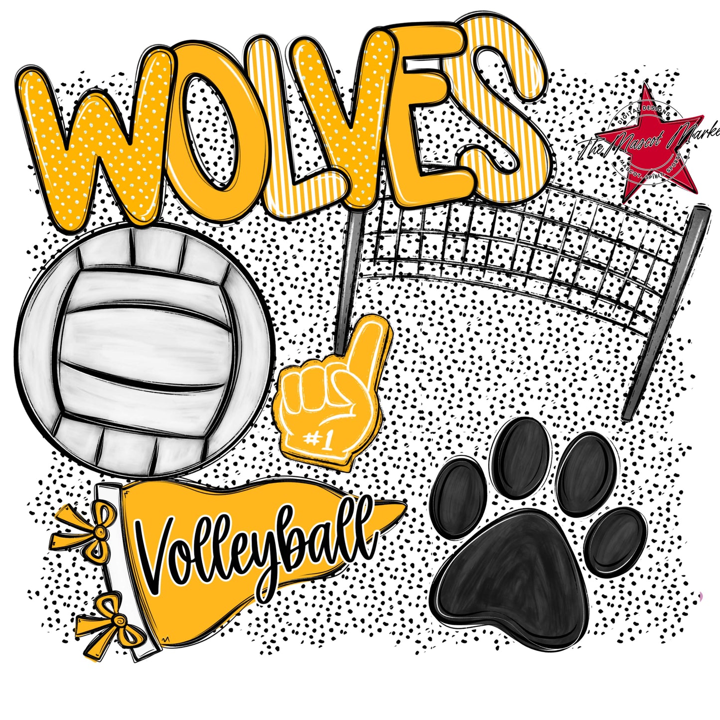 Wolves Volleyball Spirit-Yellow