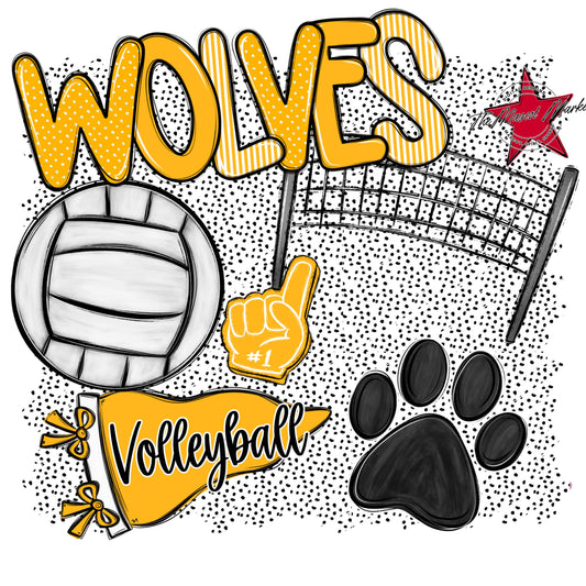 Wolves Volleyball Spirit-Yellow