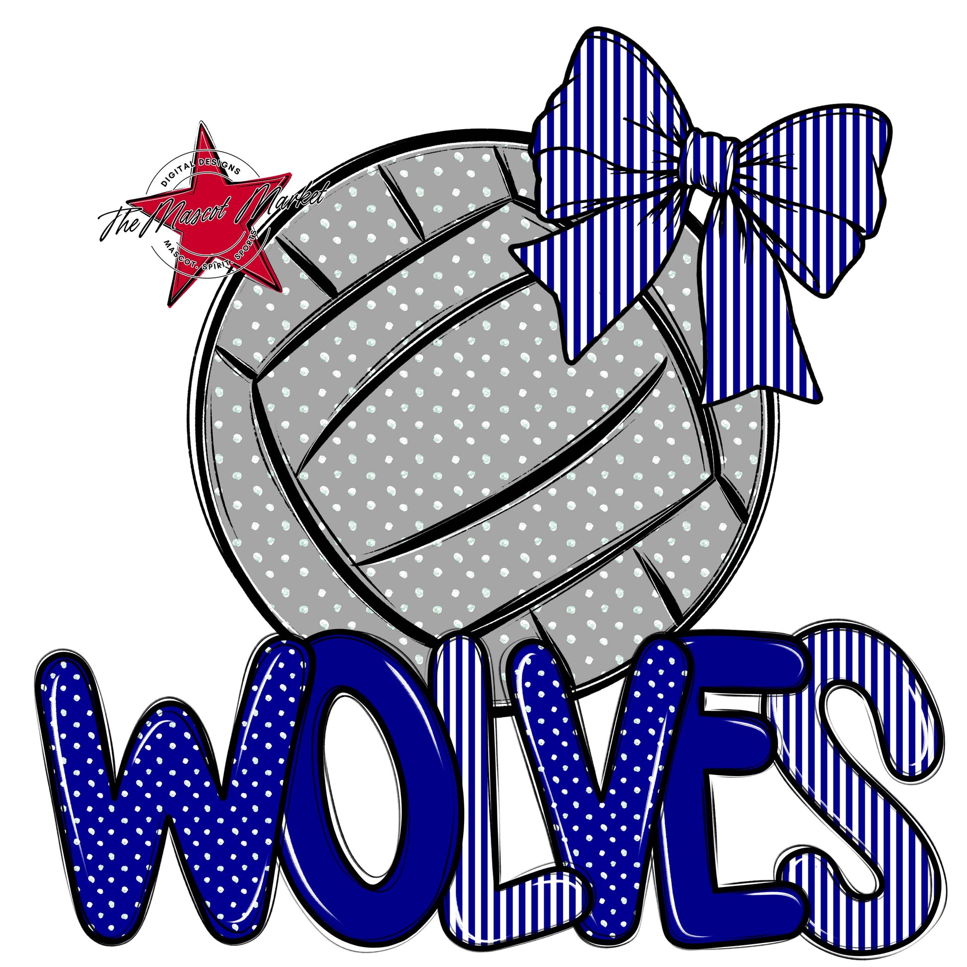 Wolves Volleyball Spirit Design-Blue