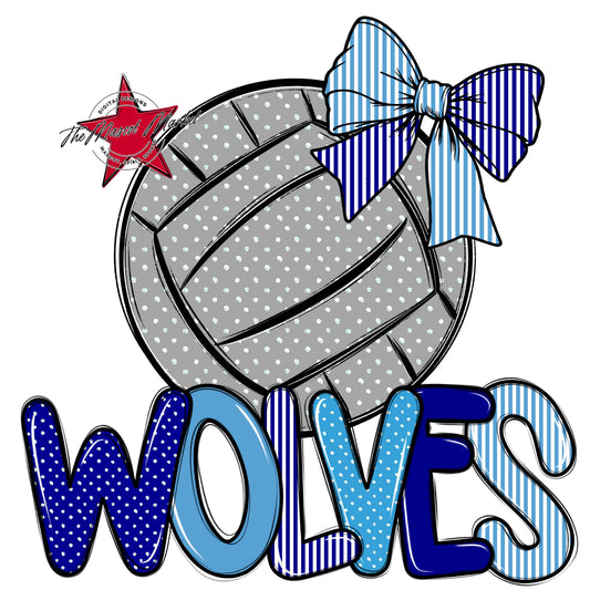 Wolves Volleyball Spirit Design-Blue & Carolina Blue