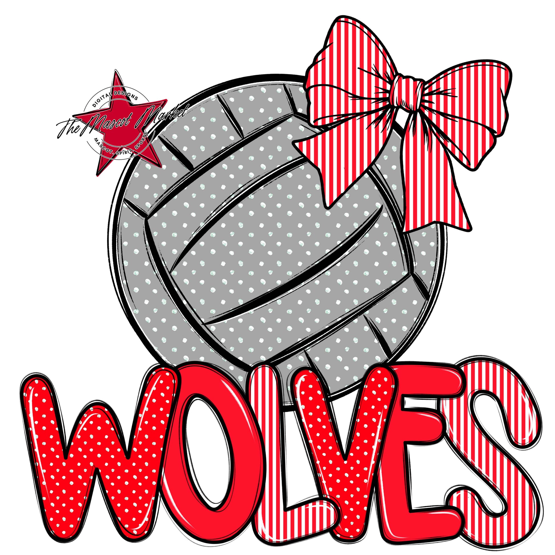 Wolves Volleyball Spirit Design-Bright Red