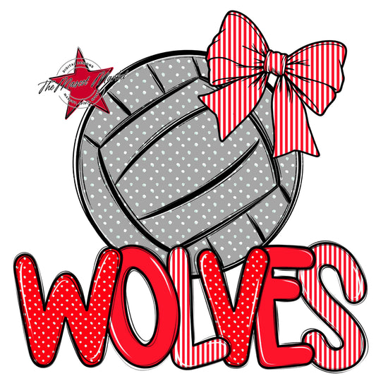 Wolves Volleyball Spirit Design-Bright Red