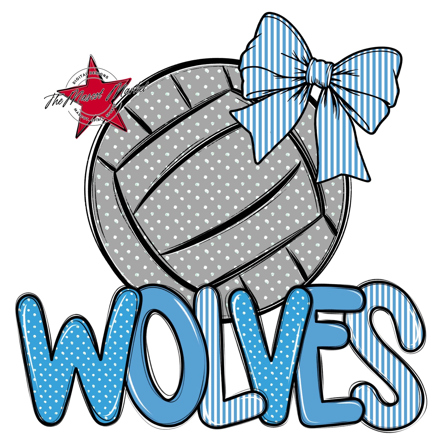 Wolves Volleyball Spirit Design-Carolina Blue