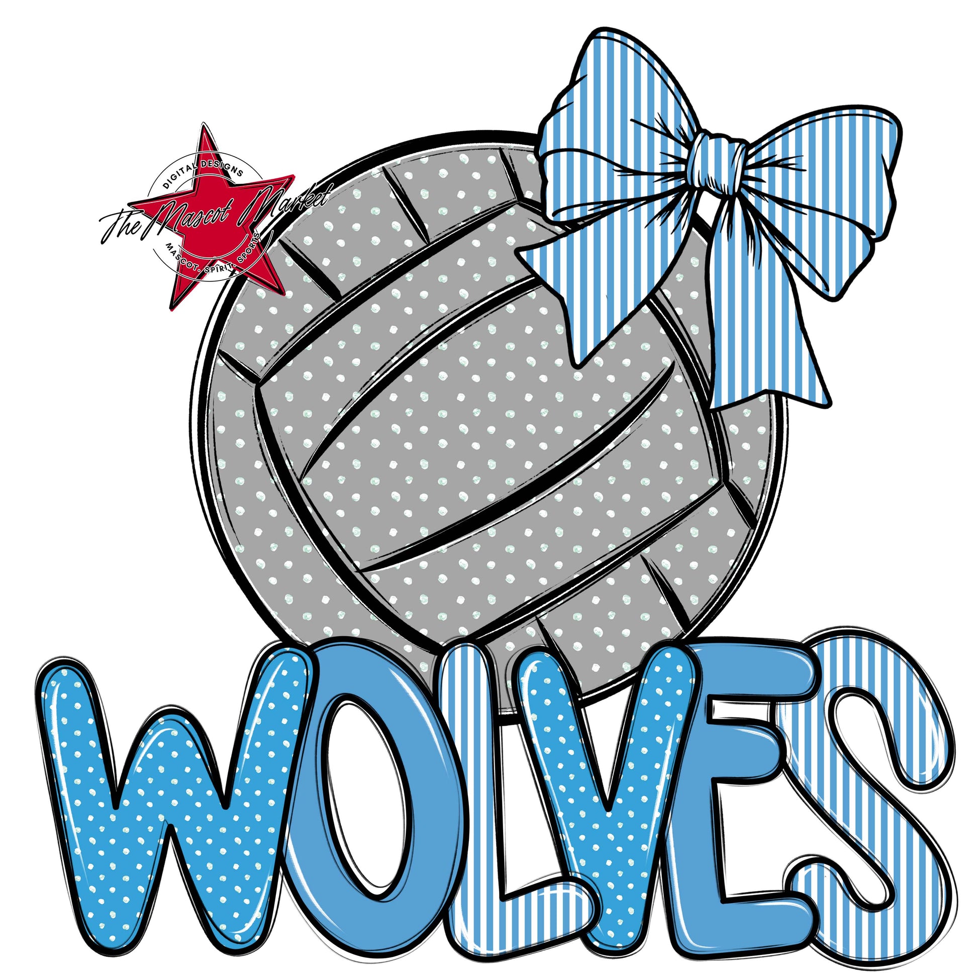 Wolves Volleyball Spirit Design-Carolina Blue