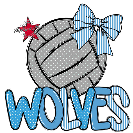 Wolves Volleyball Spirit Design-Carolina Blue