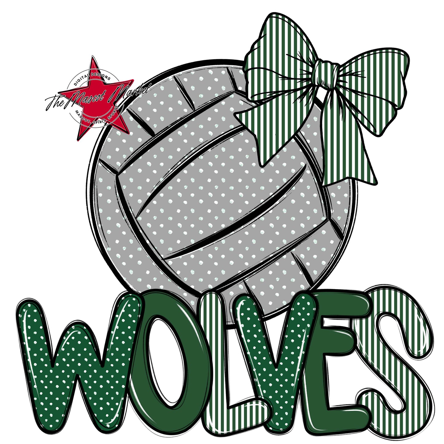 Wolves Volleyball Spirit Design-Green