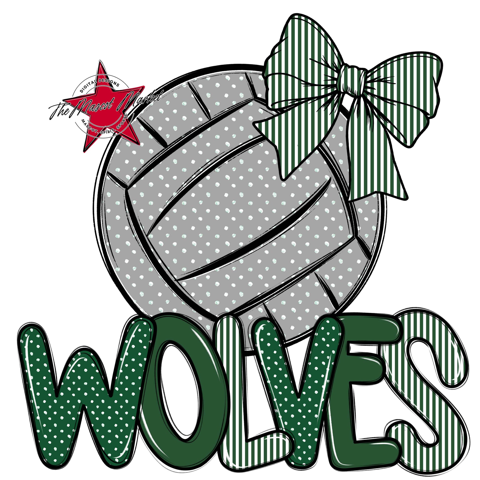 Wolves Volleyball Spirit Design-Green