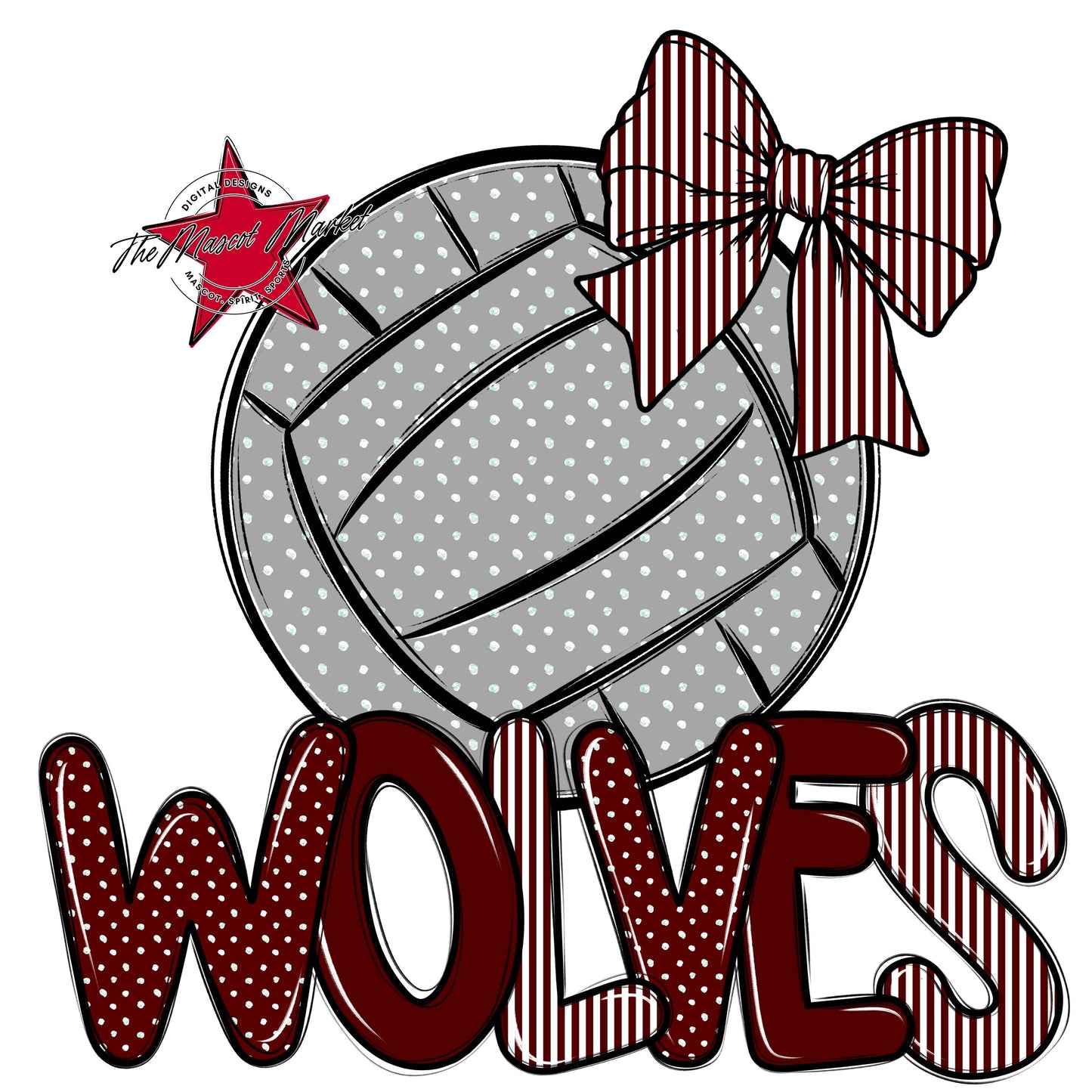 Wolves Volleyball Spirit Design-Maroon