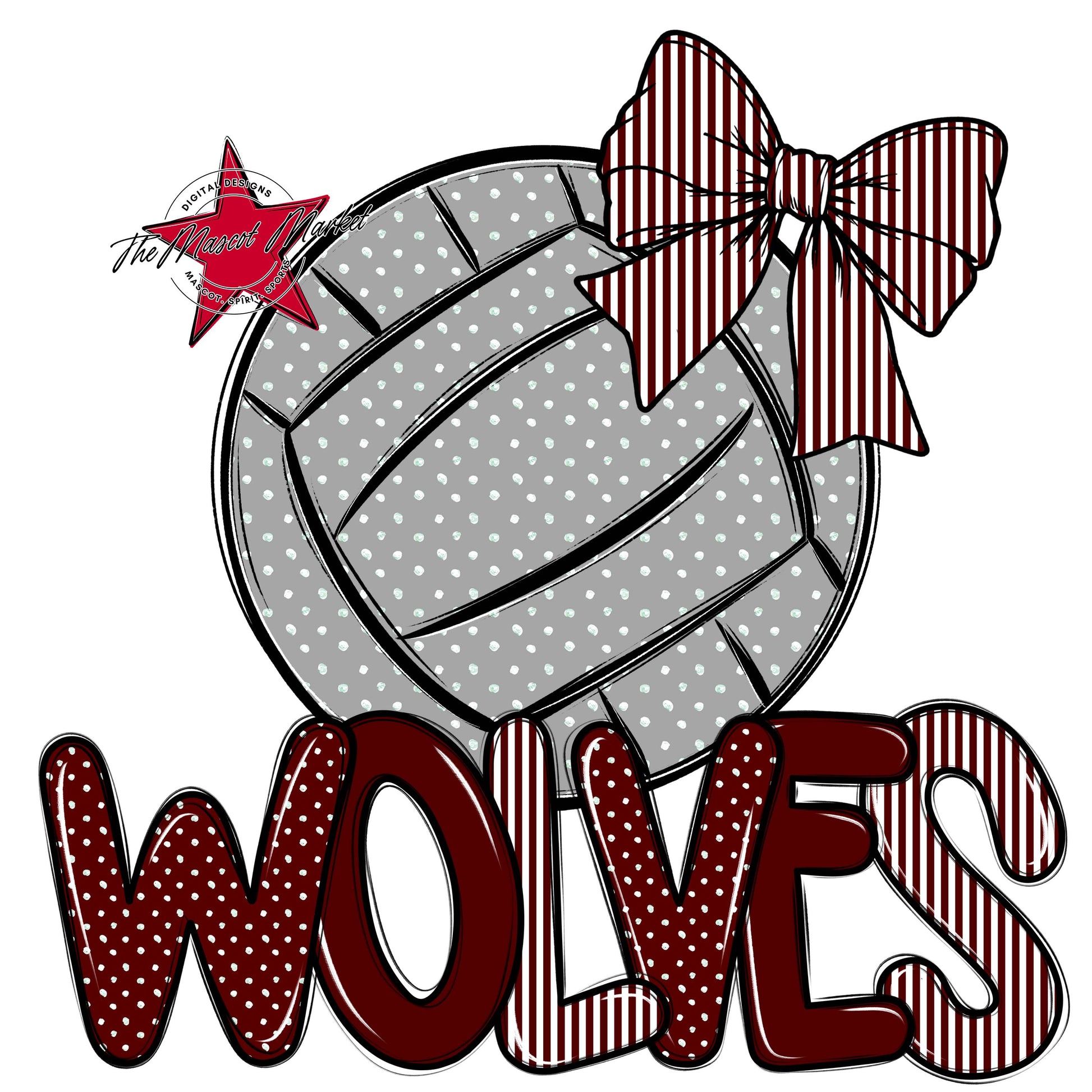 Wolves Volleyball Spirit Design-Maroon