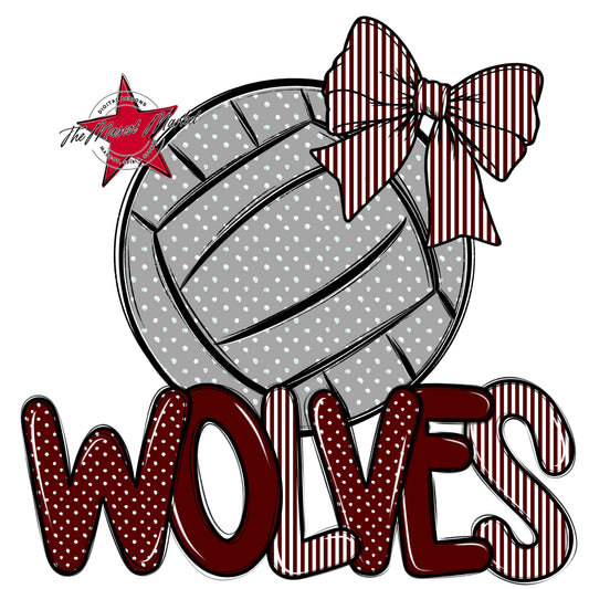 Wolves Volleyball Spirit Design-Maroon