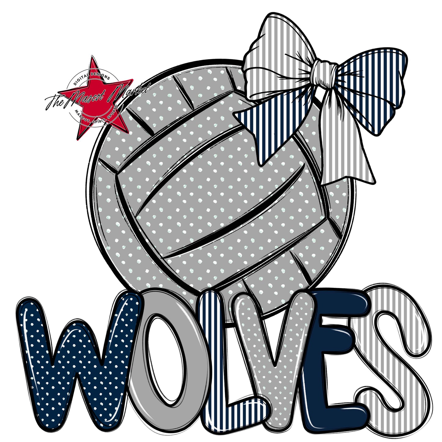 Wolves Volleyball Spirit Design-Navy & Grey
