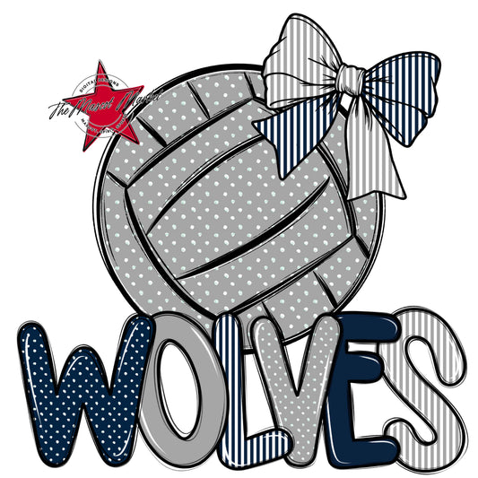 Wolves Volleyball Spirit Design-Navy & Grey