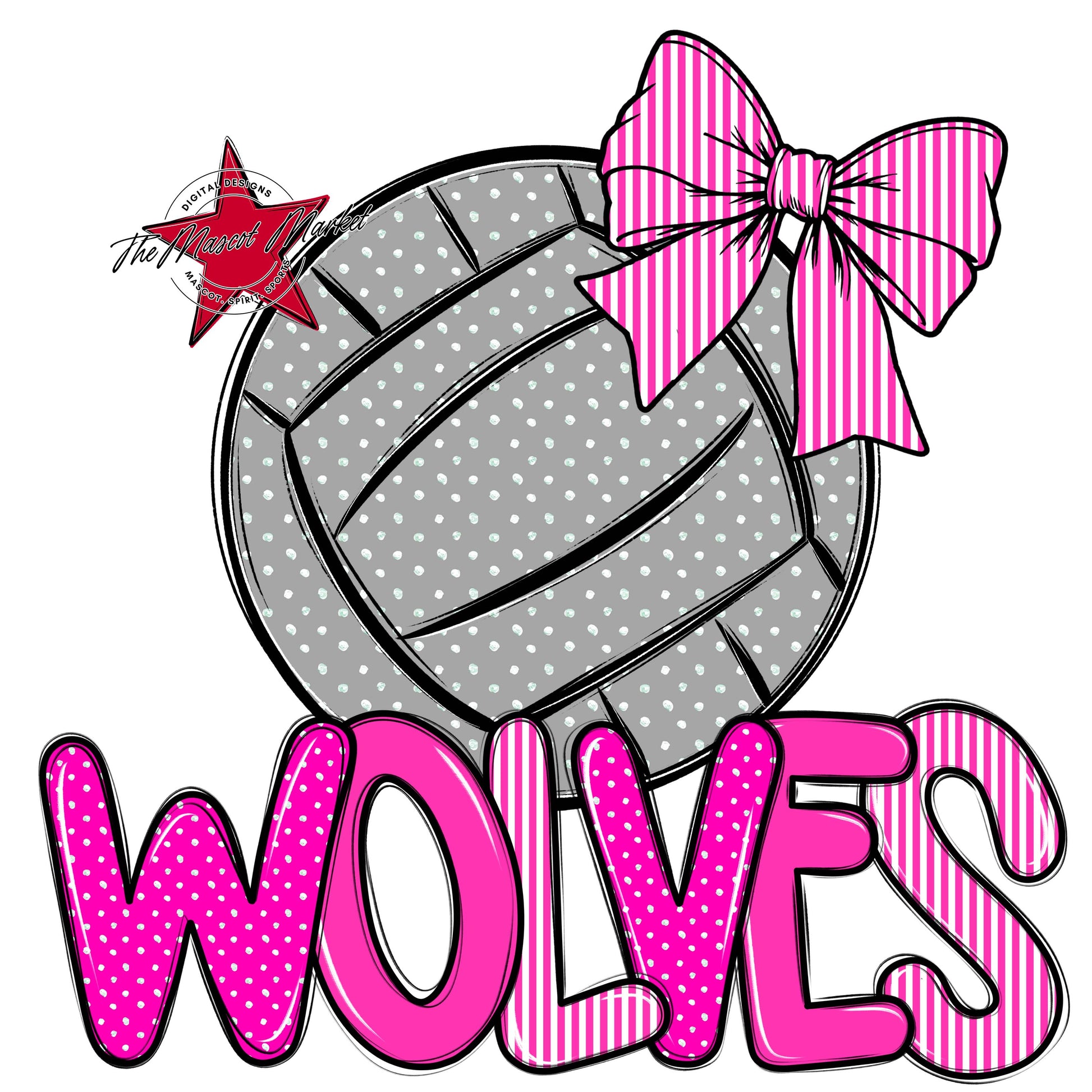 Wolves Volleyball Spirit Design-Pink
