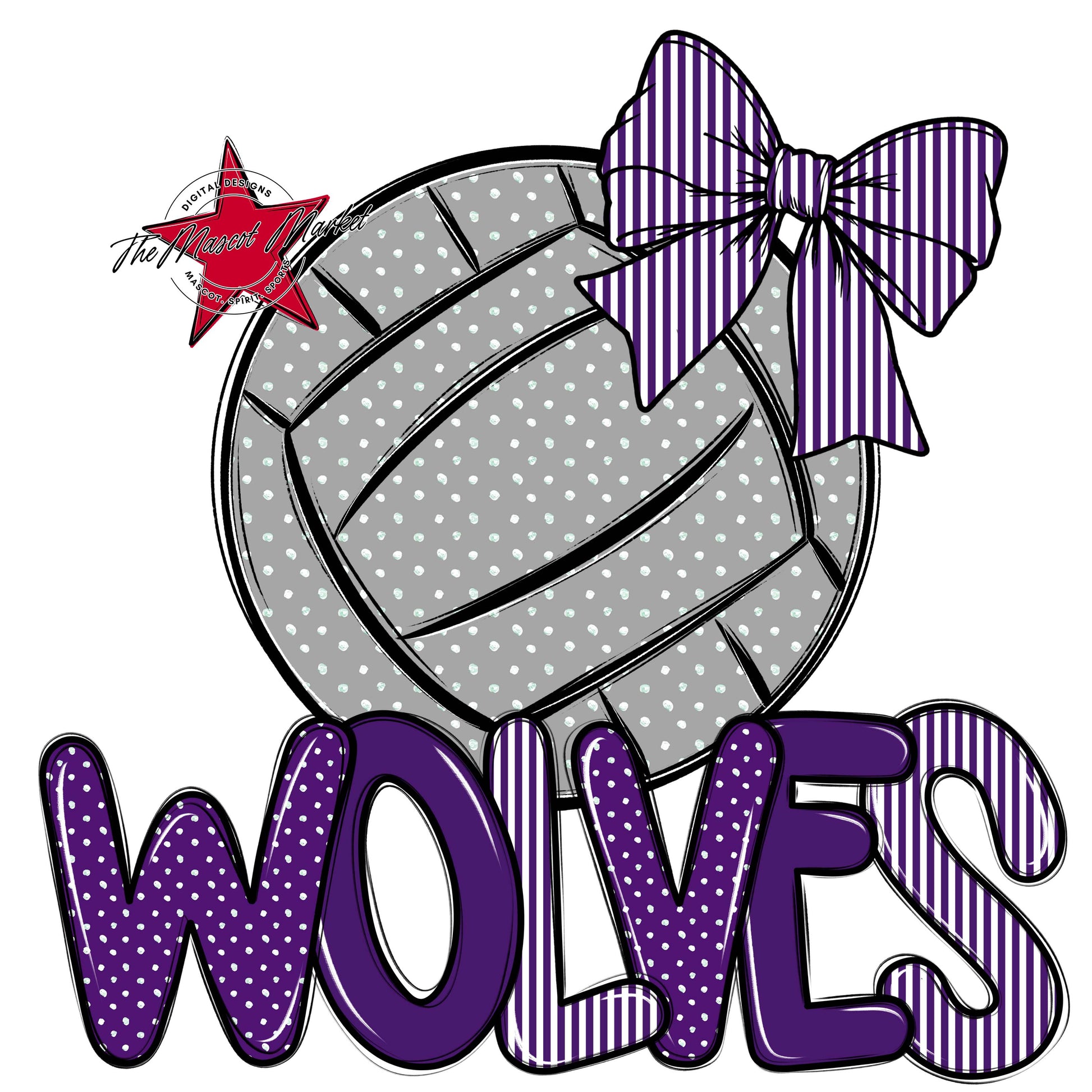 Wolves Volleyball Spirit Design-Purple