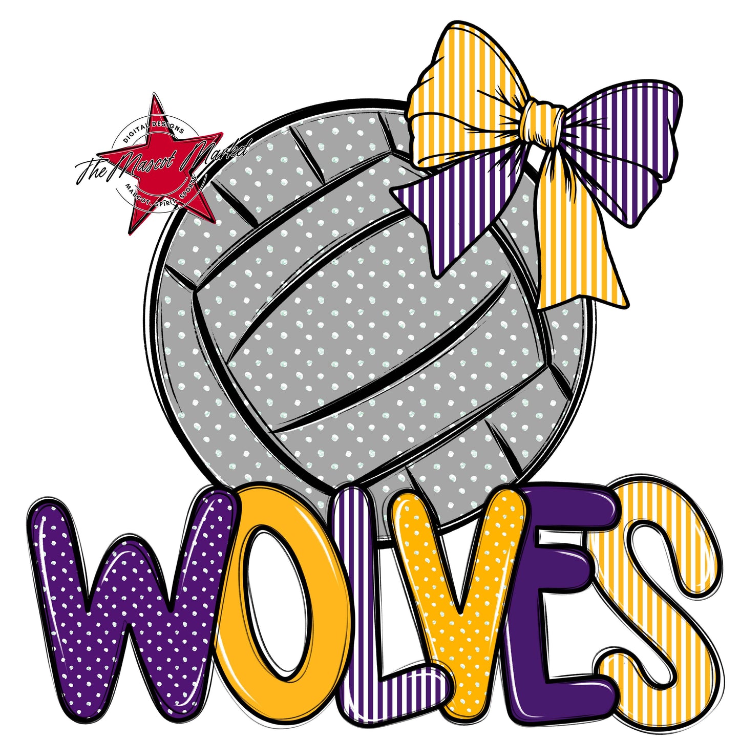 Wolves Volleyball Spirit Design-Purple & Yellow