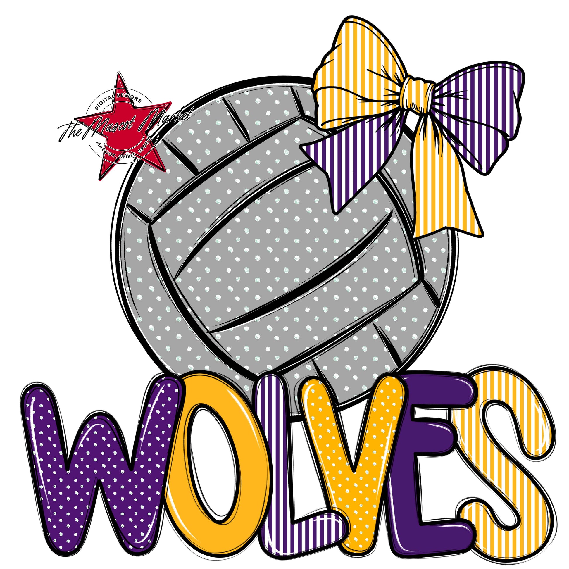Wolves Volleyball Spirit Design-Purple & Yellow