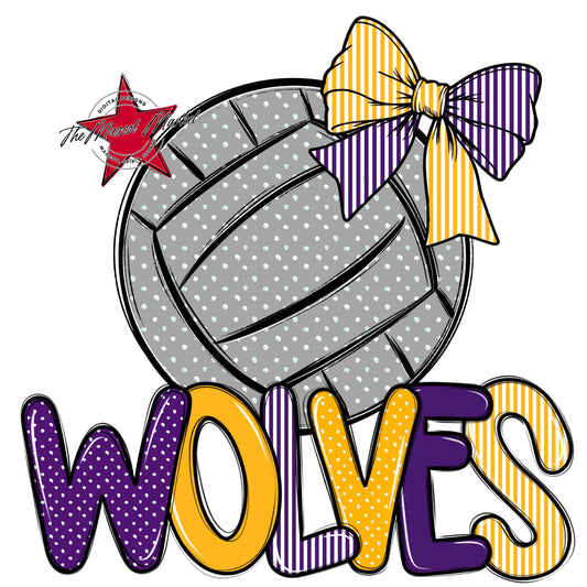 Wolves Volleyball Spirit Design-Purple & Yellow