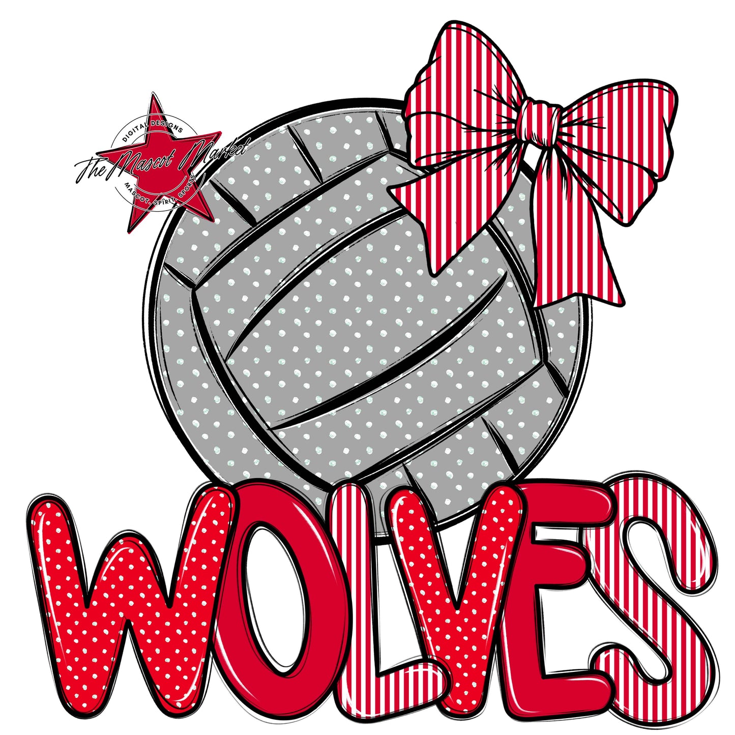 Wolves Volleyball Spirit Design-Red