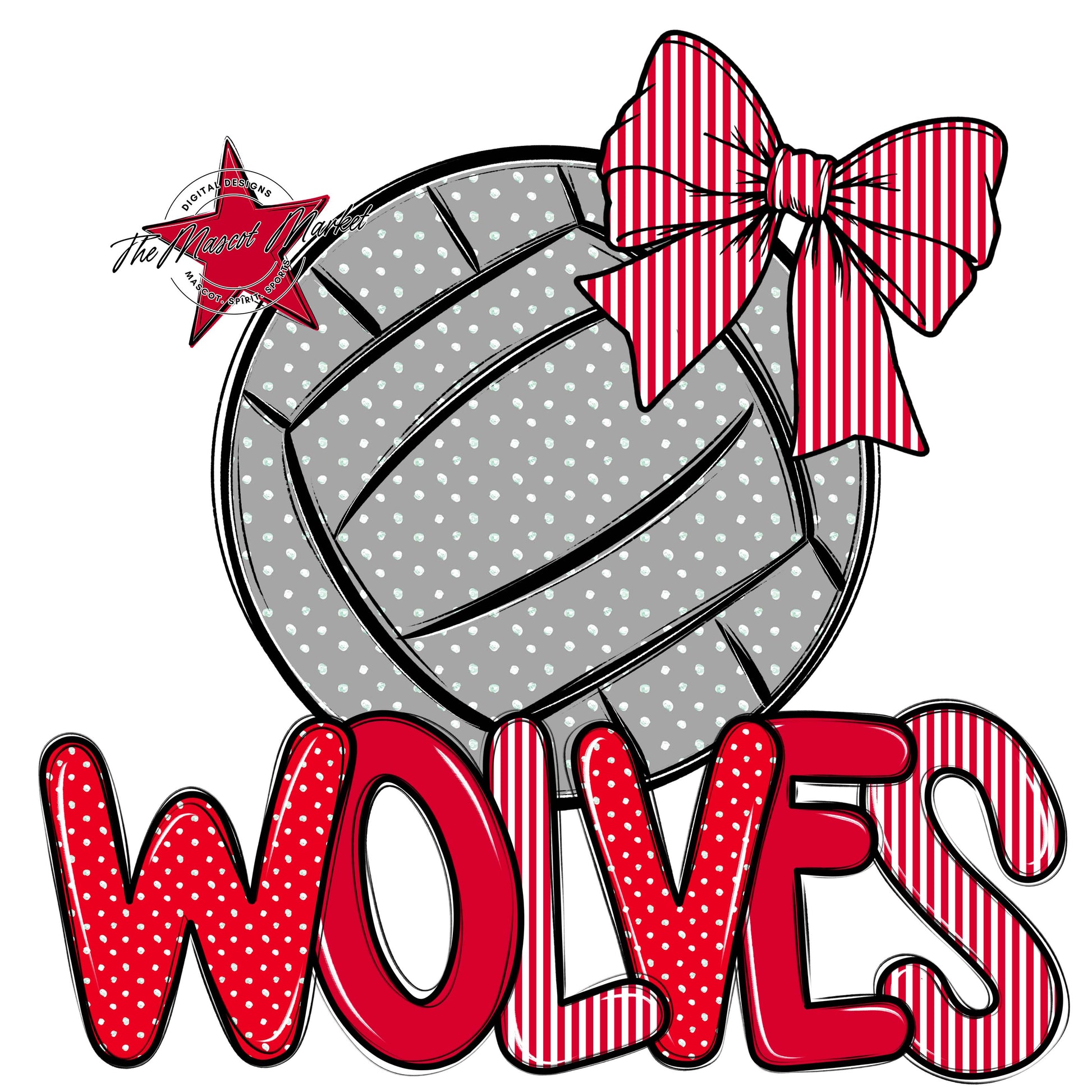 Wolves Volleyball Spirit Design-Red