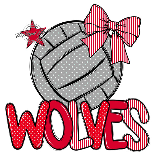Wolves Volleyball Spirit Design-Red