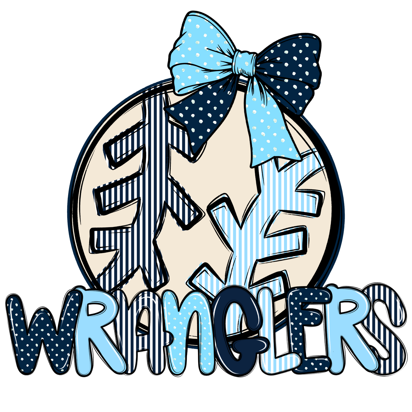 Wranglers Baseball-Softball Spirit Design-Navy & Columbia Blue