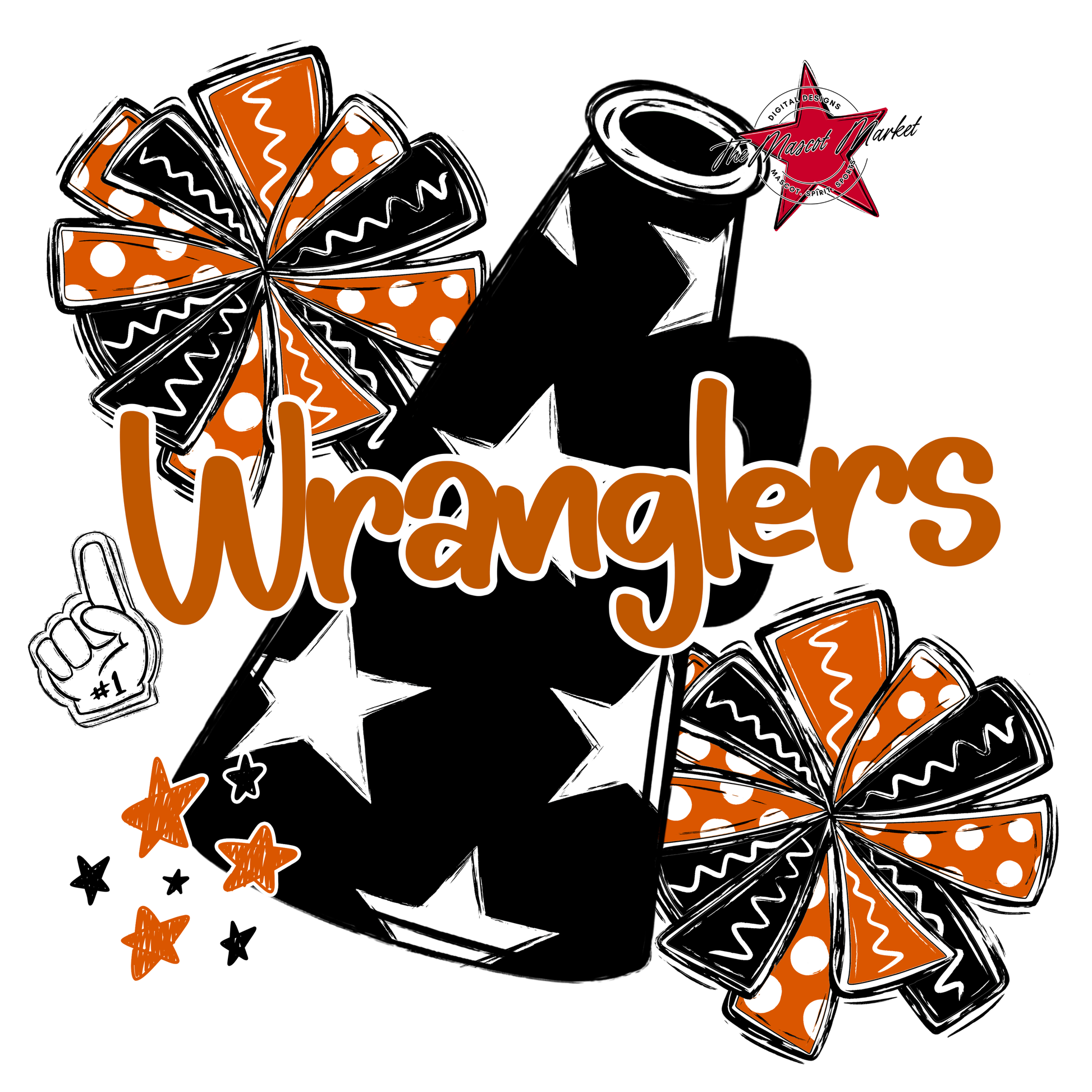 Wranglers Alpha Megaphone Design-Burnt Orange