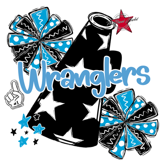 Wranglers Alpha Megaphone Design-Carolina Blue