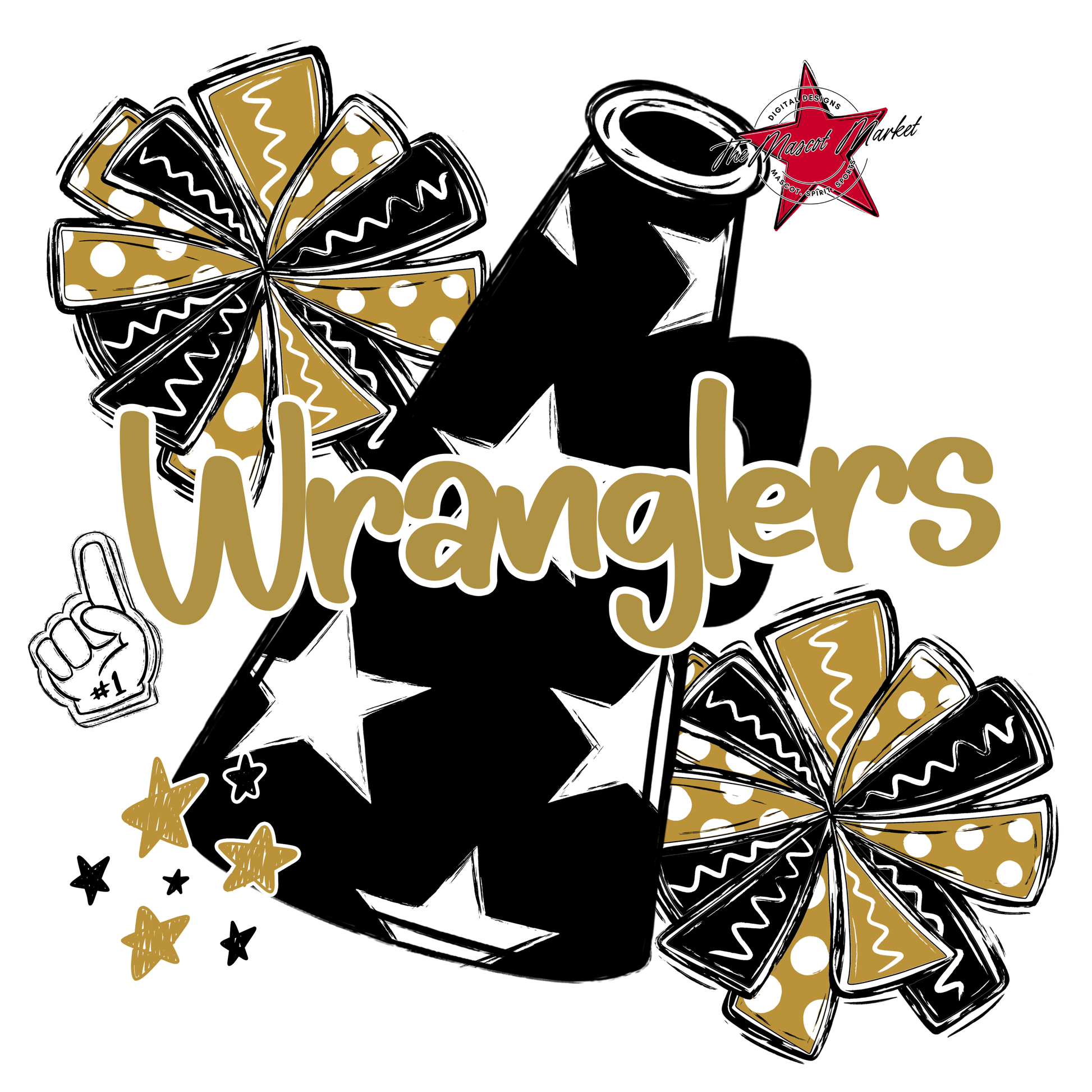 Wranglers Alpha Megaphone Design-Gold