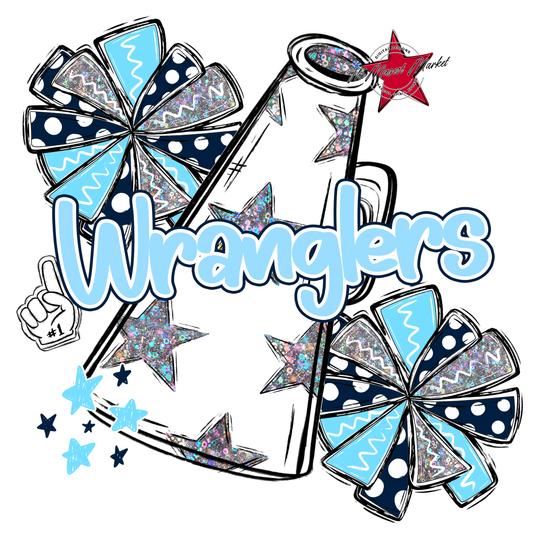 Wranglers Alpha Megaphone Design-Navy-Columbia Blue