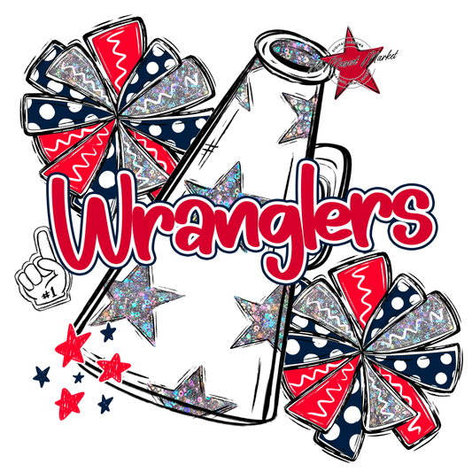 Wranglers Alpha Megaphone Design-Navy-Red