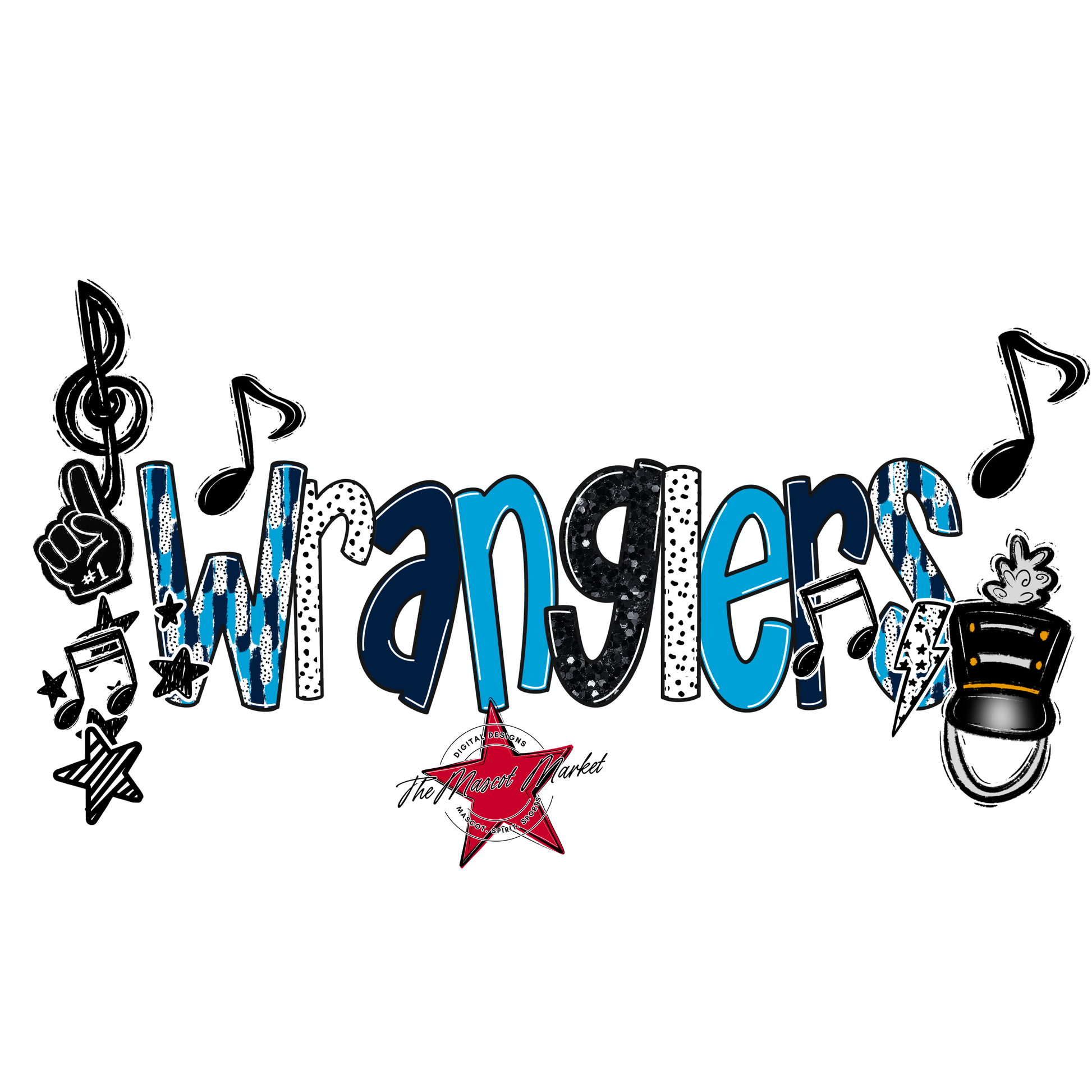 Wranglers Band Scrape-Navy-Carolina Blue