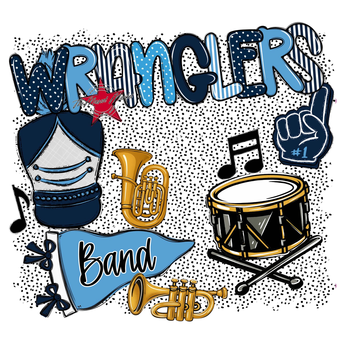 Wranglers Band Spirit-Navy & Carolina Blue