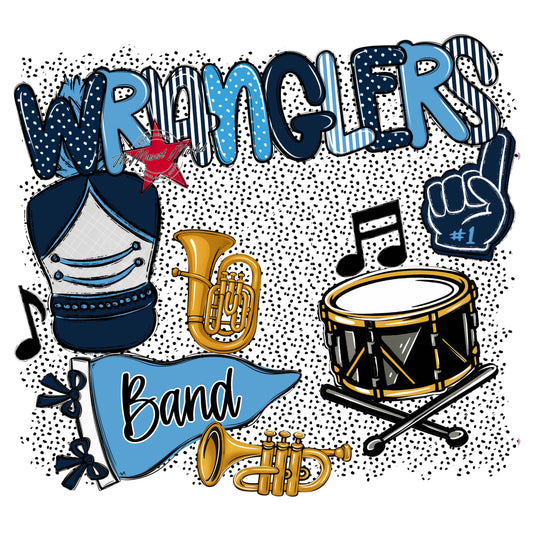 Wranglers Band Spirit-Navy & Carolina Blue