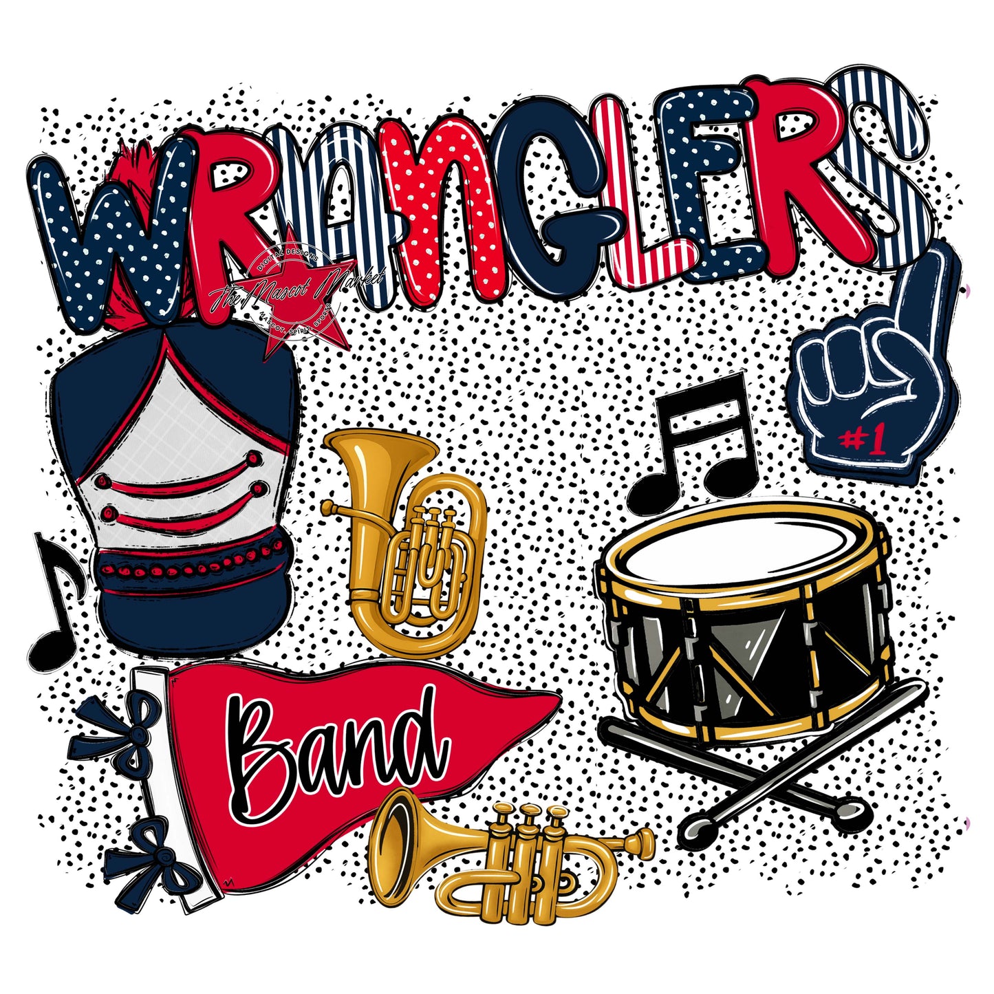 Wranglers Band Spirit-Navy & Red