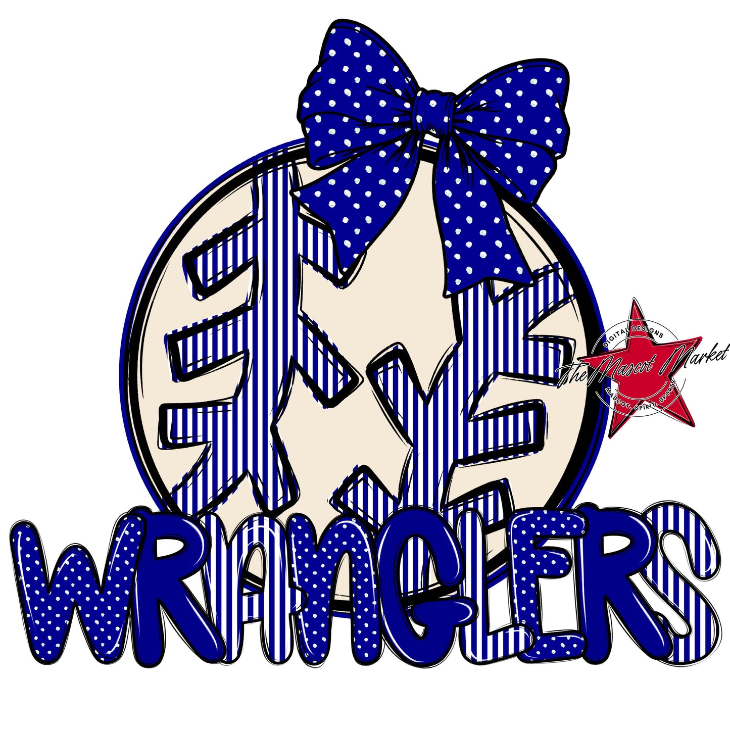 Wranglers Baseball-Softball Spirit Design-Blue