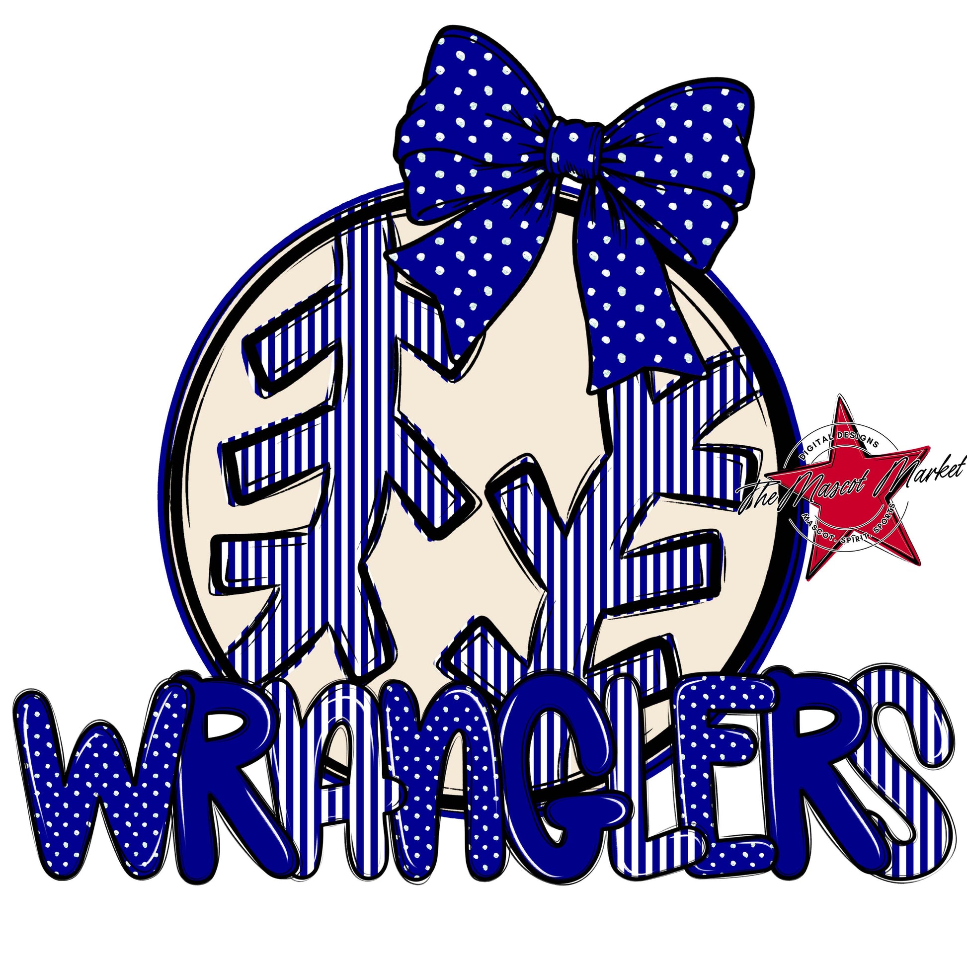 Wranglers Baseball-Softball Spirit Design-Blue