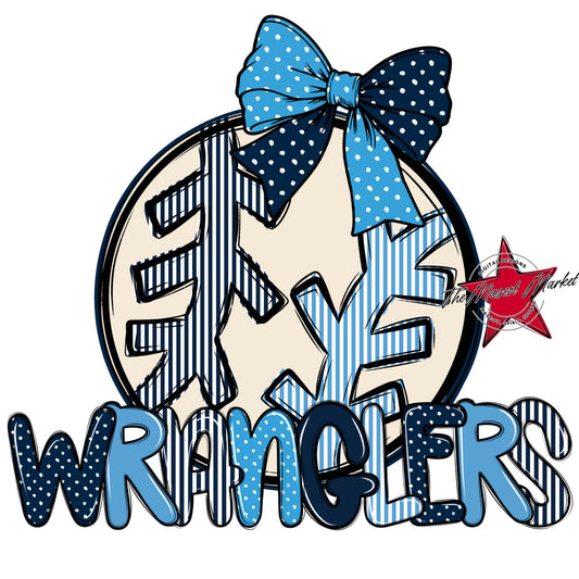 Wranglers Baseball-Softball Spirit Design-Navy & Carolina Blue
