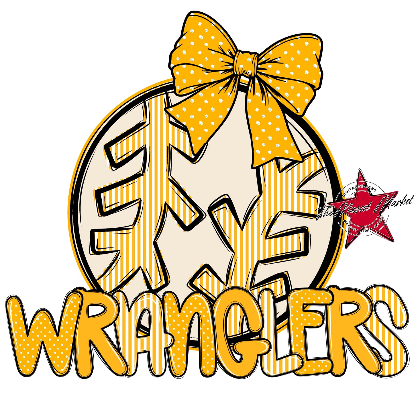 Wranglers Baseball-Softball Spirit Design-Yellow