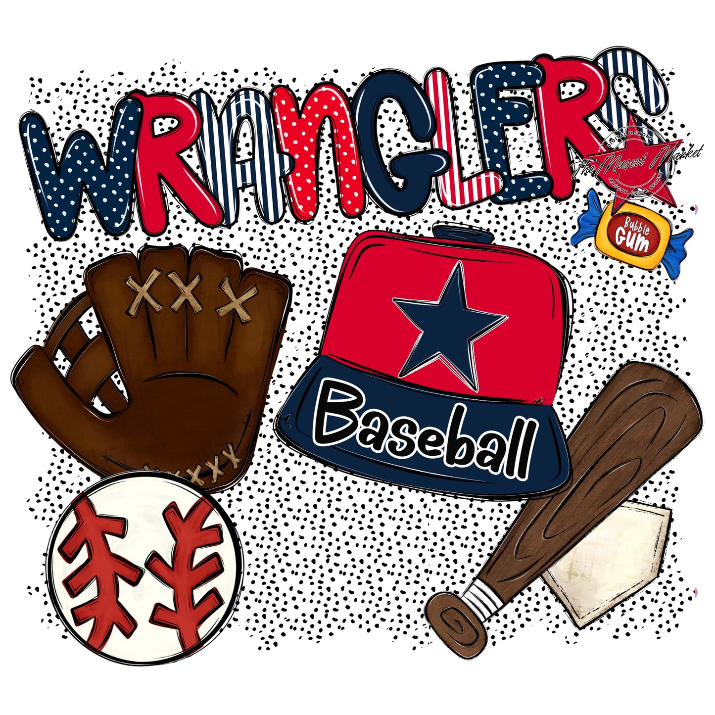Wranglers Baseball Spirit-Navy & Red