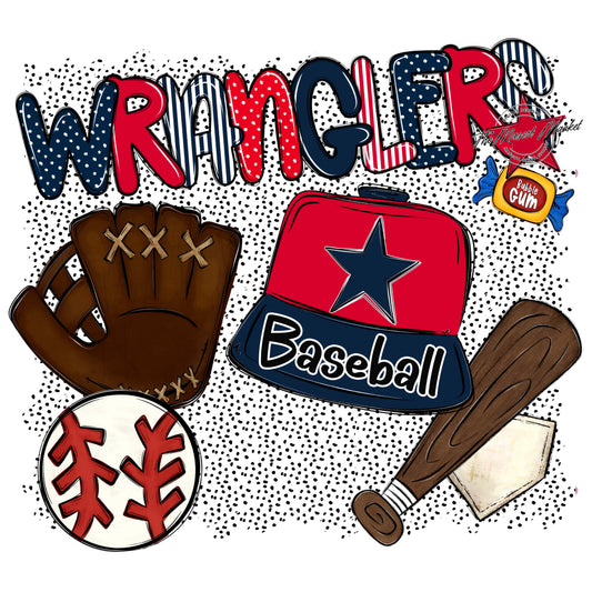 Wranglers Baseball Spirit-Navy & Red
