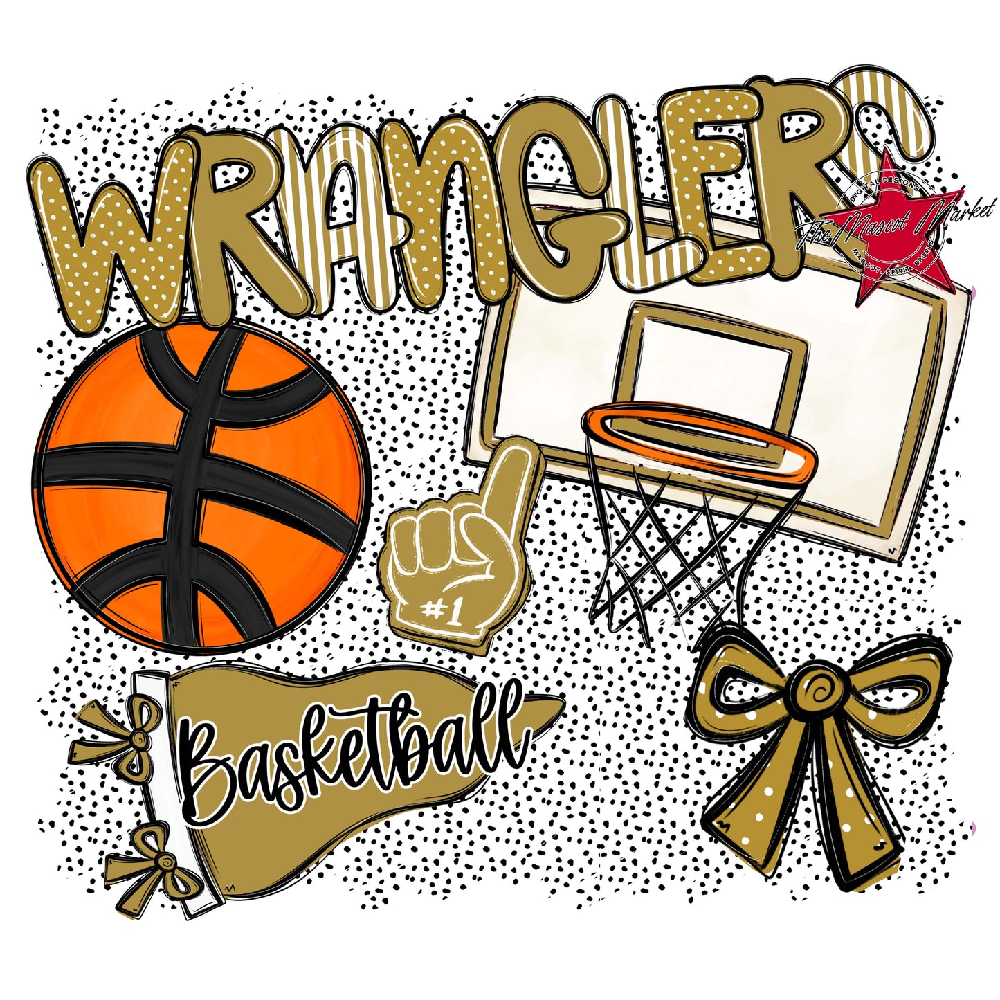 Wranglers Basketball Spirit-Gold