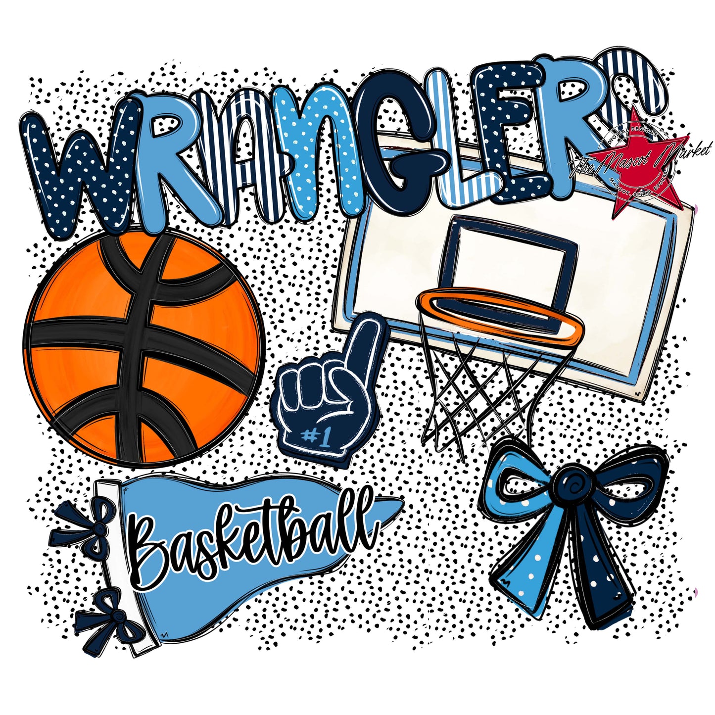Wranglers Basketball Spirit-Navy & Carolina Blue