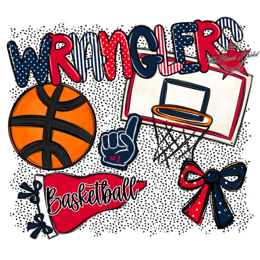 Wranglers Basketball Spirit-Navy & Red