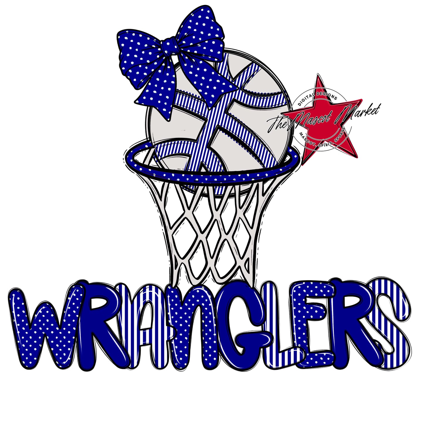 Wranglers Basketball Spirit Design-Blue