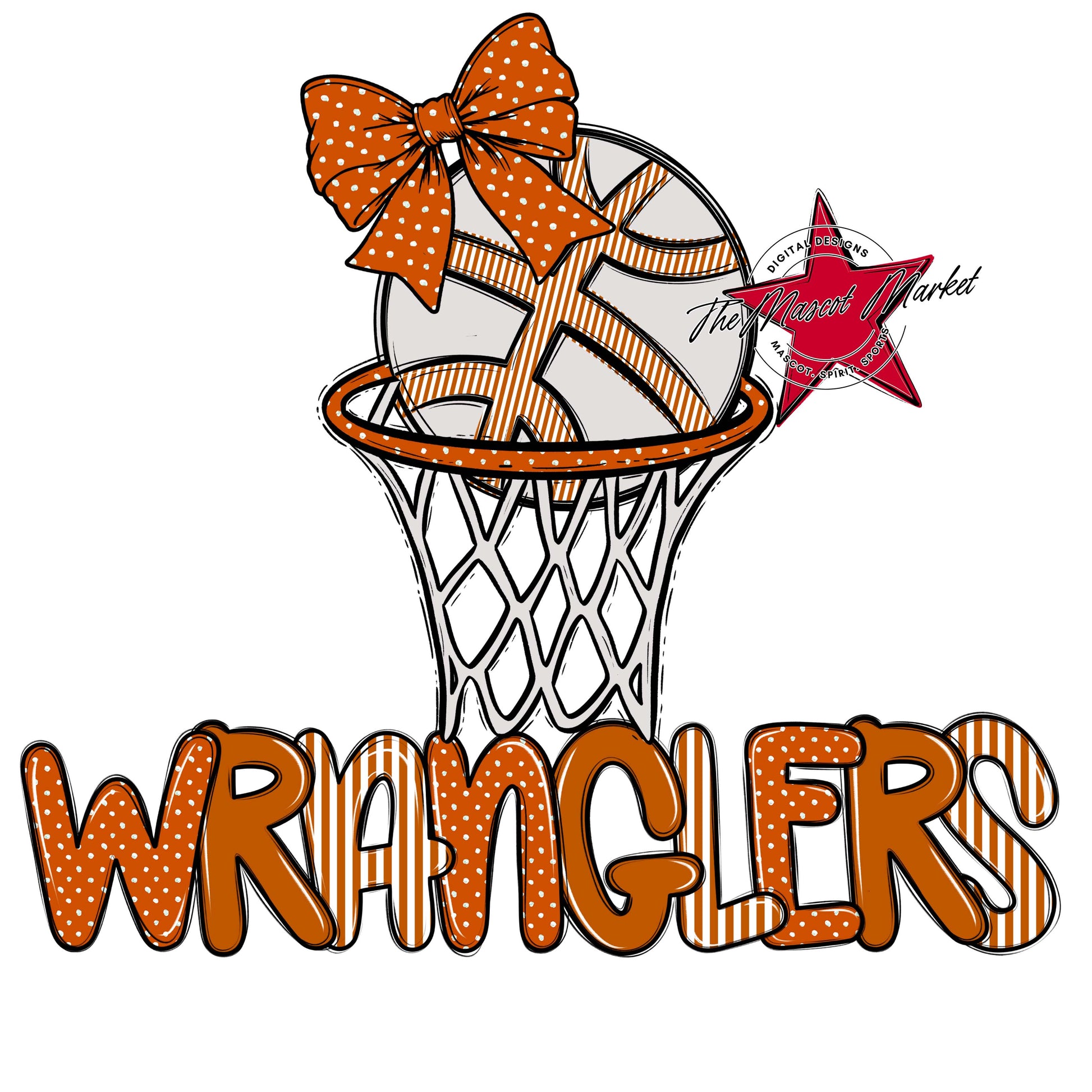 Wranglers Basketball Spirit Design-Burnt Orange